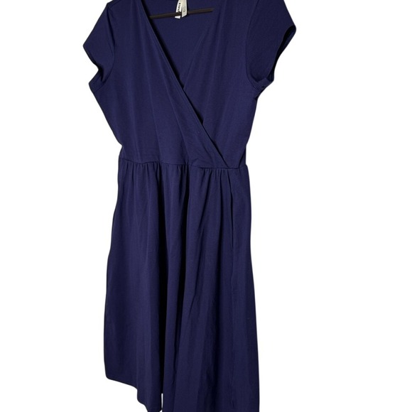 Pact Womens Fit & Flare Crossover Dress Sz L Organic Cotton  Sustainable Capsule - Picture 5 of 12